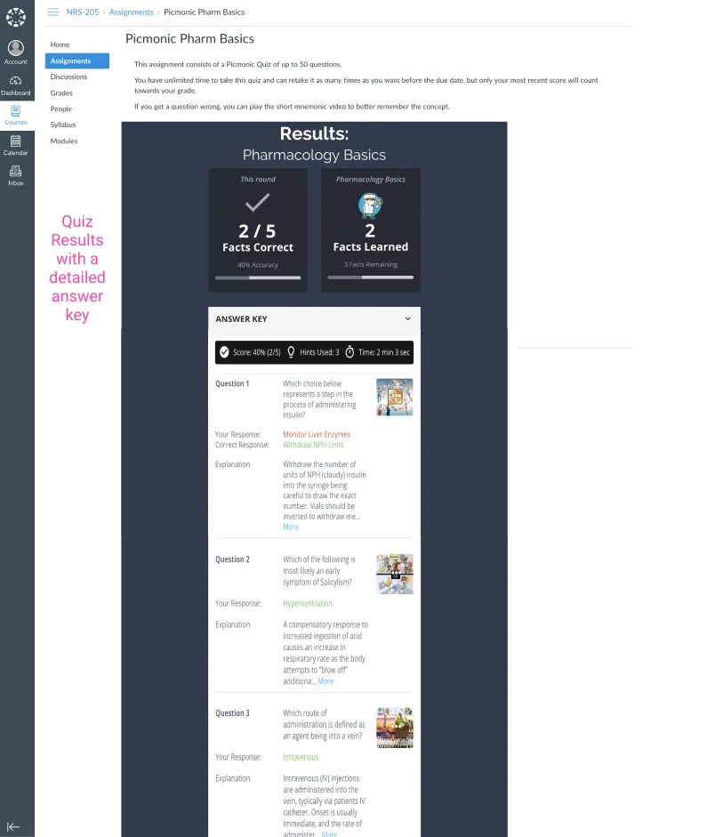 picmonic pharm basics results screenshot