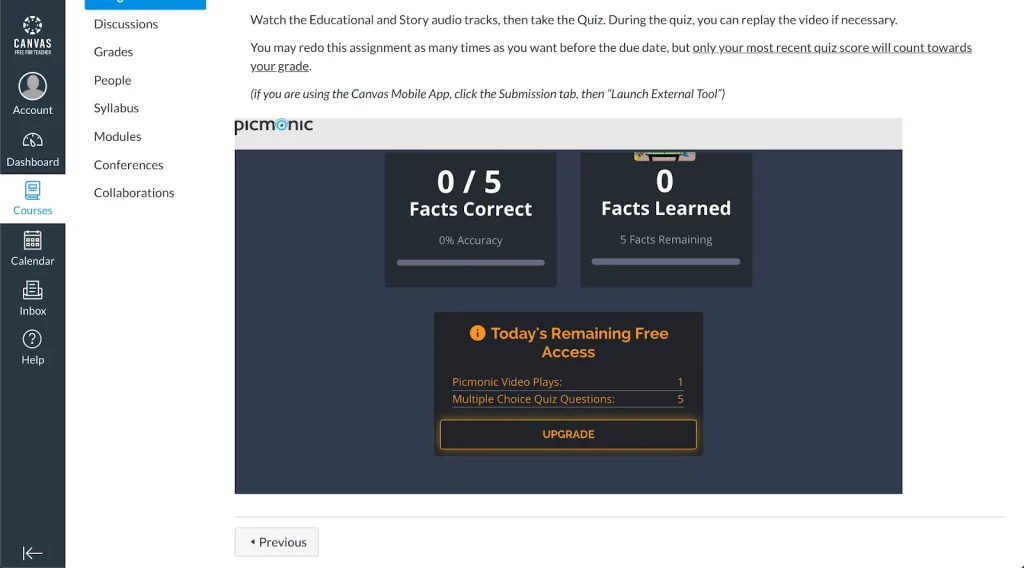 picmonic quiz results