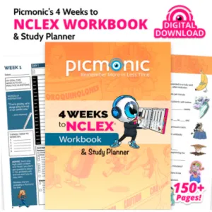 picmonic's 4 weeks to NCLEX workbook and study planner
